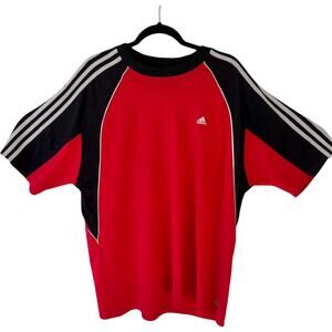 Adidas Red Black ClimaCool Fabric Workout Exercise T-Shirt Tee Men's Size XL
